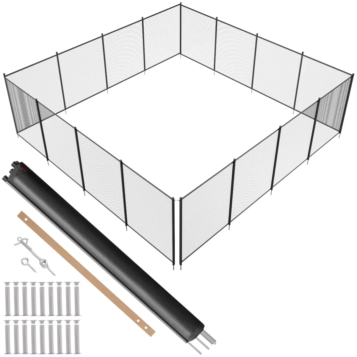 Removable Child Safety Pool Fence, 4x48 FT Inground Large Pool Barrier with 340g Teslin PVC Mesh, Stainless Steel Legs, Oil-Resistant, Quick-Install DIY Home & Garden Safety Solution for Kids