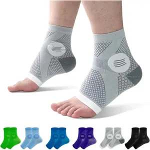 6Pairs Neuropathy Socks - Toeless Compression Socks for Women & Men, Plantar Fasciitis & Achilles Tendonitis Relief, Arch Support (Large)