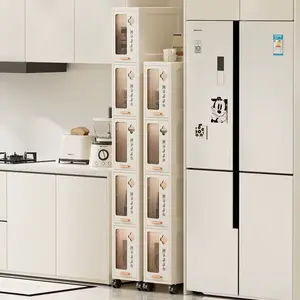 20cm Slim Multifunctional Storage Cabinet, 2-5 Tier Narrow Rolling Organizer with Wheels, Space-Saving Multi-Purpose Shelving Unit