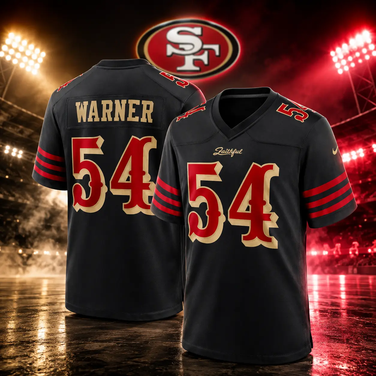 Warner #54 Football Jersey Black Game Jersey for Men & Women - Unisex Football Jersey Black Number 54 Lightweight Shirt