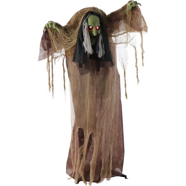Haunted Hill Farm 4.75 ft Freestanding Talking Lighted Witch Animatronic Halloween Decoration