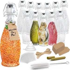 17 Oz Textured Swing Top Glass Bottles with  | Flip Top Glass Bottle with Stopper 12 Pack | Resealable Bottles with Stoppers for Kombucha, , Limoncello,  or Syrup | Bottling Kit