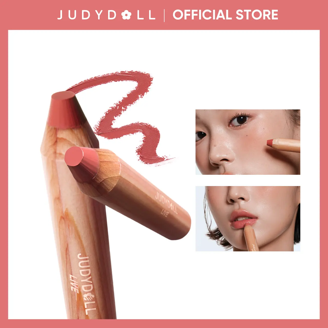 JUDYDOLL Lip & Cheek Crayon, Multi Use Makeup Pen, Lipstick Blush Eyeshadow in One, Precision Tip, Sculpted Look, Easy Blend, Buildable Color, Travel Friendly, Makeup, Cosmetics, Refresh Look, Summerwins