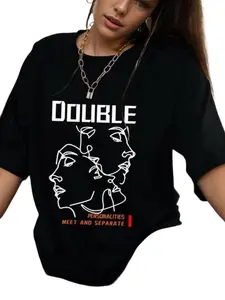 【Plus Size】 Cartoon Face Print Round Neck Tee, Fashion Casual Crew Neck Short Sleeve T-shirt for Daily Outdoor Wear, Women Plus Clothing for All Seasons, Top