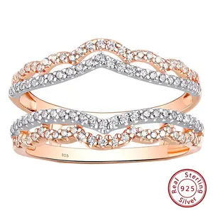 AAAAA Cubic Zirconia Wedding Ring Enhancer Guard for Engagement Rings Bridal Rose Gold White Sterling Silver Band#Love Story#Love Story #Love Story