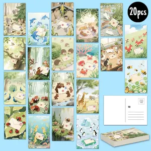 20pcs Watercolor snail mail postcard,unique Everyday gift for family & friends, congratulate, birthday thank you, positive affirmation, Unusual items