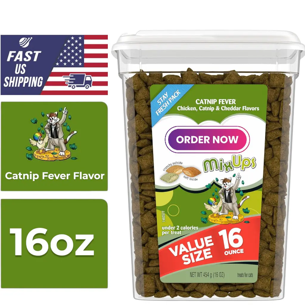 Temptations Cat Treats, Classic Crunchy and Soft Cat Treats, Catnip Fever Flavor, Catnip Treats, 16 oz. Tub