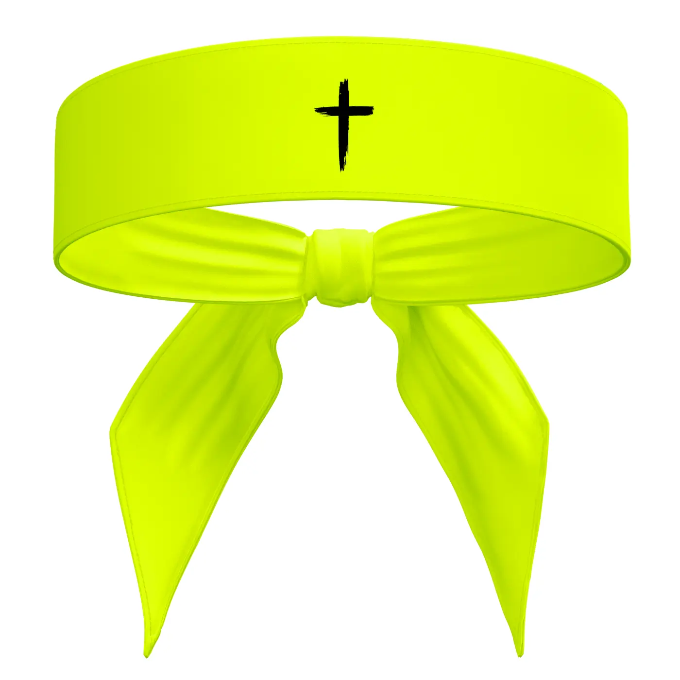 Neon Yellow Headband / Black Cross