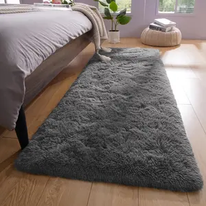 Runner Rugs for Bedroom Living Room Soft Shag Rug 2x6 Feet, Dark Grey Plush Carpet Non Slip for Nursery Dorm, Fuzzy Bedside Rug for Kids Boys Girls Room Home
