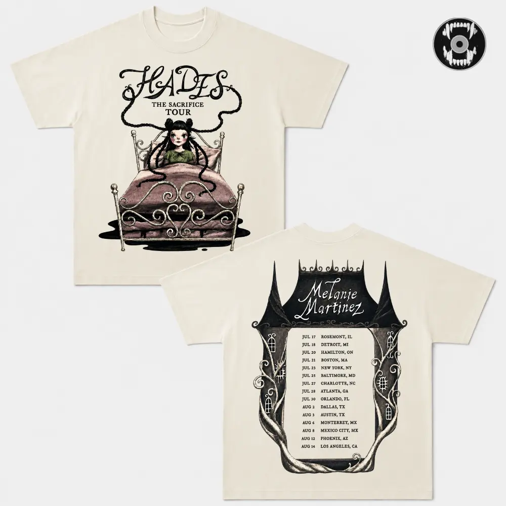 Melanie Martinez Hades The Sacrifice Tour 2026 Double Sided Graphic Tee, Vintage Gothic Concert T-Shirt, Tour Dates Shirt, Alternative Music Graphic Tee, Heavyweight Cotton Oversized Streetwear, Unisex Fan Gift
