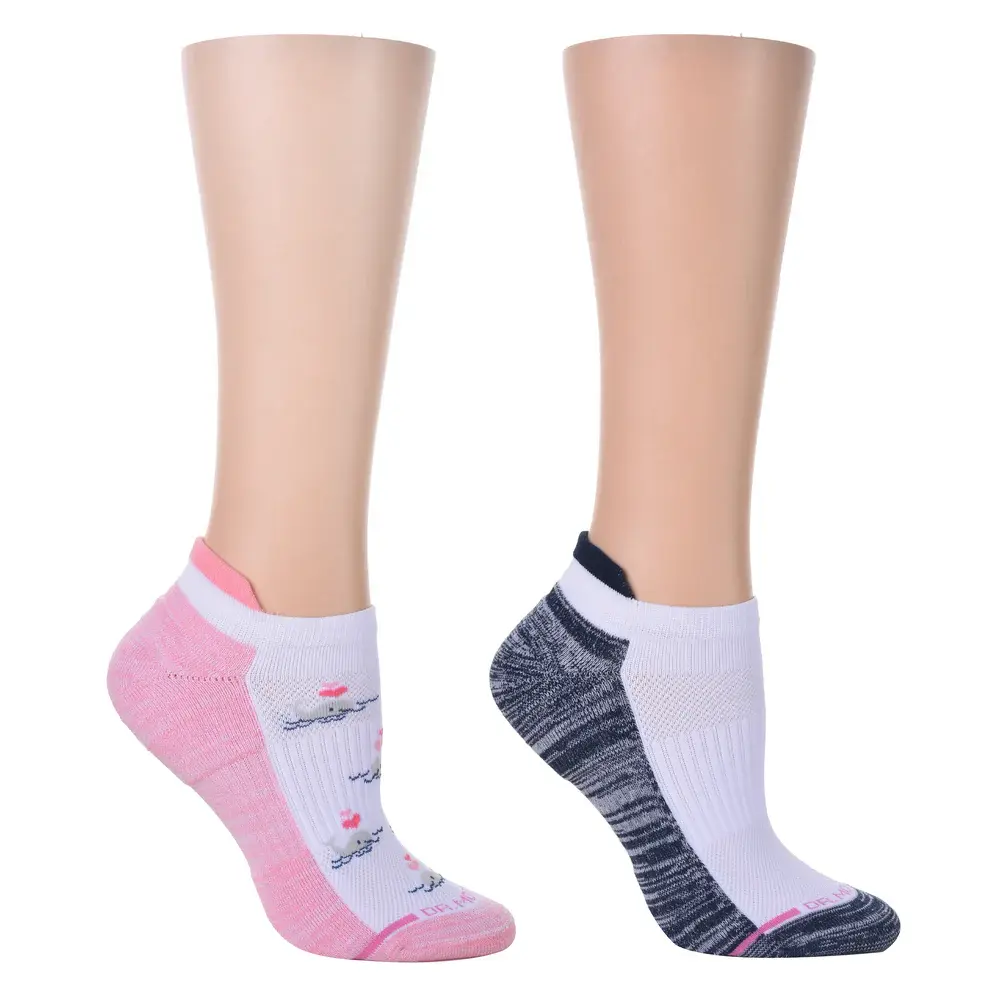 Women's Dr. Motion Ankle-Length Compression Socks (2-Pack) - Whale Style Design, Smooth Breathable Cotton Blend Fabric, Polyester-Spandex-Nylon Yarn, Reinforced Toe Seam, Support Socks for Everyday Casual Sports