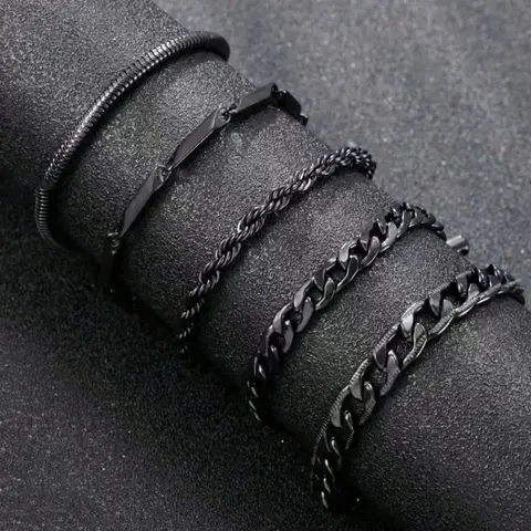 Men's Stainless Steel Wrist Bracelets Set, Stackable Bracelets, Punk Gothic Snake Chain Design, Punk Style Bracelet, Perfect Gift for Daily Wear & Special Occasions, Punk Style Jewelry