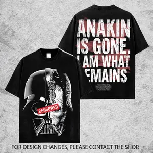Anakin "Chosen One" V3 Revenge Of The Sith Star Space Galaxy Warriors Edition Double-Printed Oversize Lightweight Acid-Washed Premium Cotton T-Shirt, Classic Soft Relaxed Fit Apparel, TV/Film Graphic Streetwear Menswear Top
