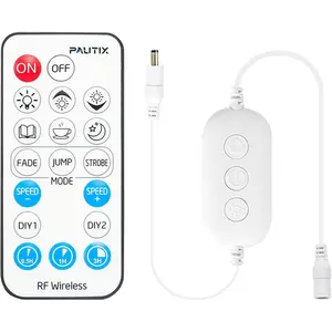 RF Remote Dimmer for Single Color LED Strip Lights,18Key Wireless Remote and inline Controller DC 12V24V for 3528/2835/5050/COB LED Tape Lights,Timer Function