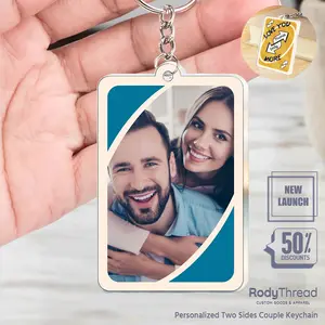 [Flash Deal] RodyThread Custom Couple Photo And Name Game Card Keychain – Personalized “Love You More” Reverse Card Keyring, Romantic Matching Anniversary Gift for Boyfriend & Girlfriend, Game Theme Acrylic Keepsake