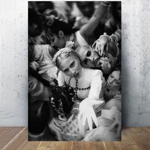 1pc Wooden Frame Gaga Women's Canvas Painting - Singer Black and White Poster Print, 12x 16.9inch , Perfect for Bedroom, Office, Living Room, Gift Idea, Office Artwork, Vintage Poster, Bold Statement Decor, Wall Decor, Indoor Decoration