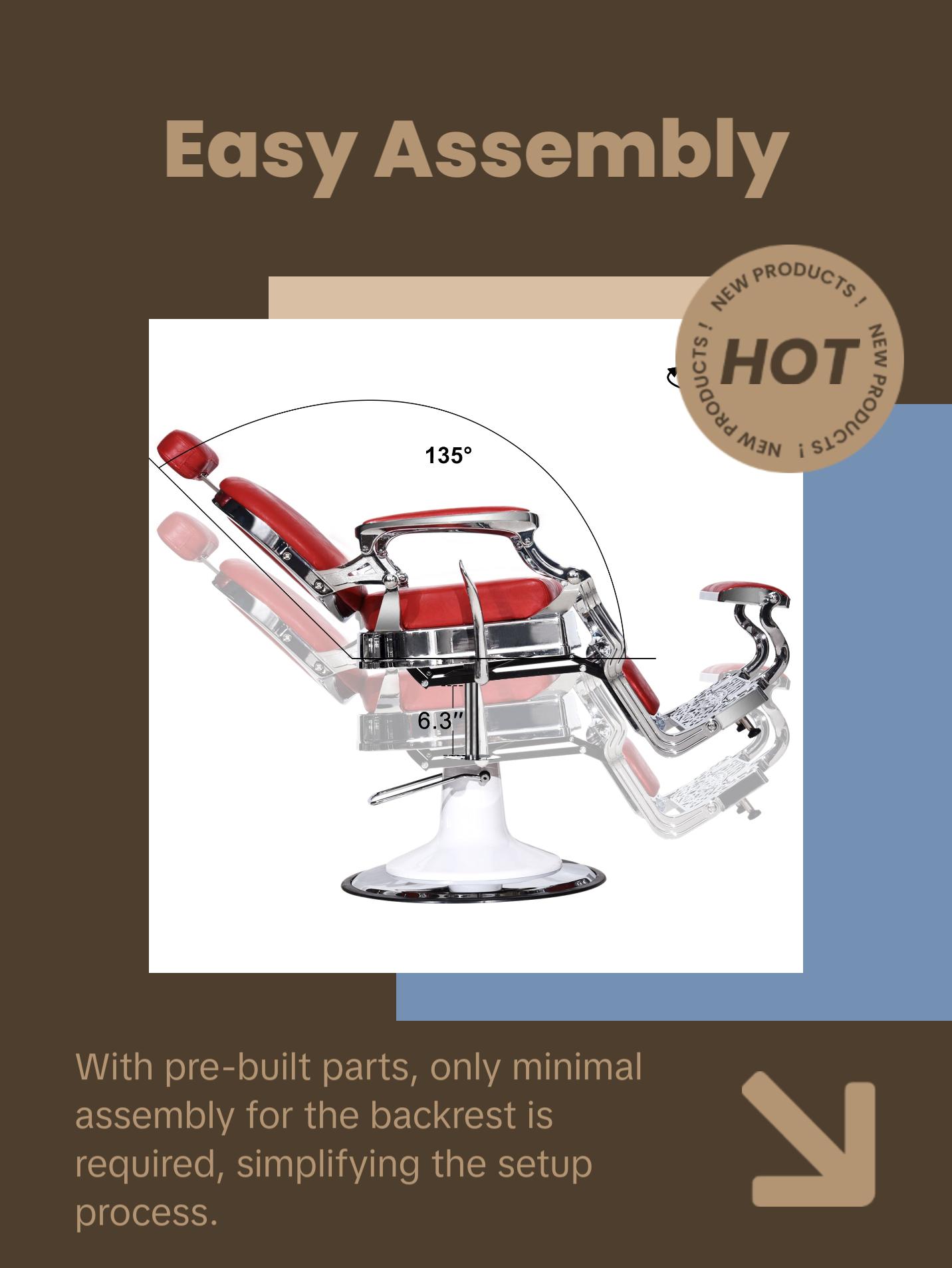 BarberPub Heavy Duty Barber Chair, All Purpose Reclining Hair Styling Salon Chair 3860