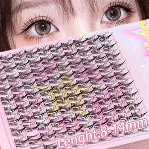 Ayrmilla100 Cluster False Eyelashes, Soft Fluffy Texture 8-14mm, Self-Adhesive DIY Natural Length Gap C-Curl, Unisex Eye Makeup