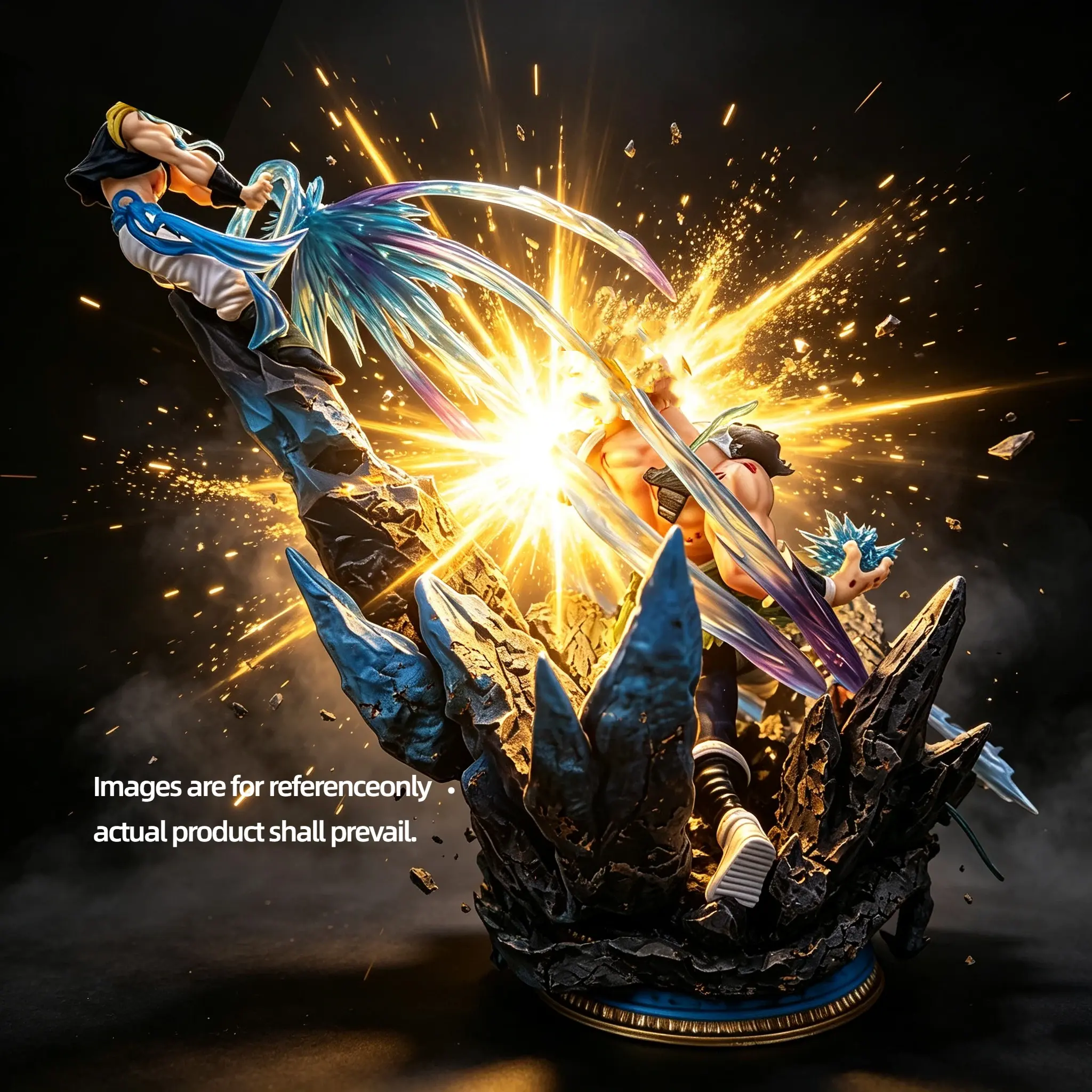 7.87 in Anime Spiky Hair Hero PVC Figure - Anime Movie Edition, Duel Pose with Energy Effect, Multiple Head Shapes, Home Decor Statue Miniature Toy