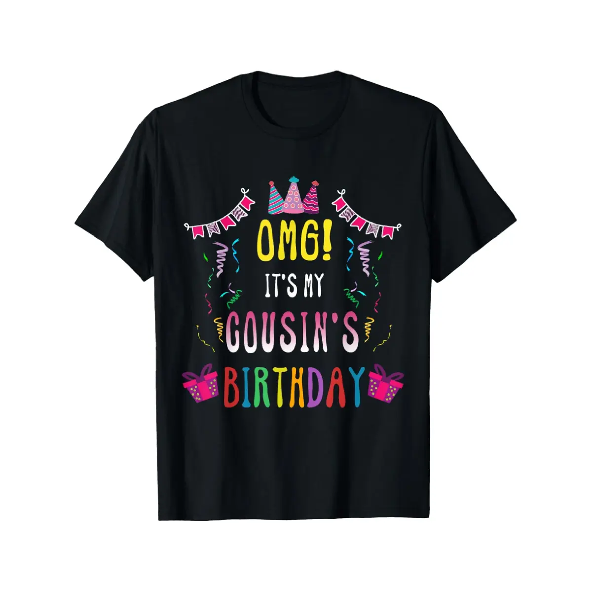 [100% Cotton] 100% Cotton Happy Birthday Cousin T-Shirt Suitable for - Casual Round Neck Tee with Cousin-Themed, Machine Washable Birthday Gift for &, Birthday Outfits, Comfortable Cousin Apparel