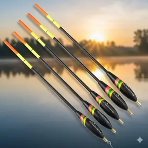 Balsa Fishing Floats 5-Pack, High Sensitivity, Multi-Size Kit. Perfect for Night Fishing, Saltwater, Freshwater, Ocean & Boat. Durable All-Purpose Float Set for Various Fishing Scenes.