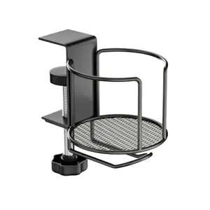 Desk Edge Cup Holder Tool-Free 304 Stainless Steel Anti-Spill Drink Holder for Office Home Gaming with 3kg Capacity & Snap-Lock Knob