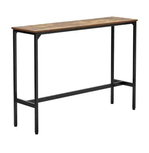 Bar Table Set, 55" High Top Pub Table, Metal Frame Kitchen Counter, Rustic Brown & Black, Narrow Dining Table for Small Spaces, Easy Assembly, Living Room, Cafe 55x15 inch