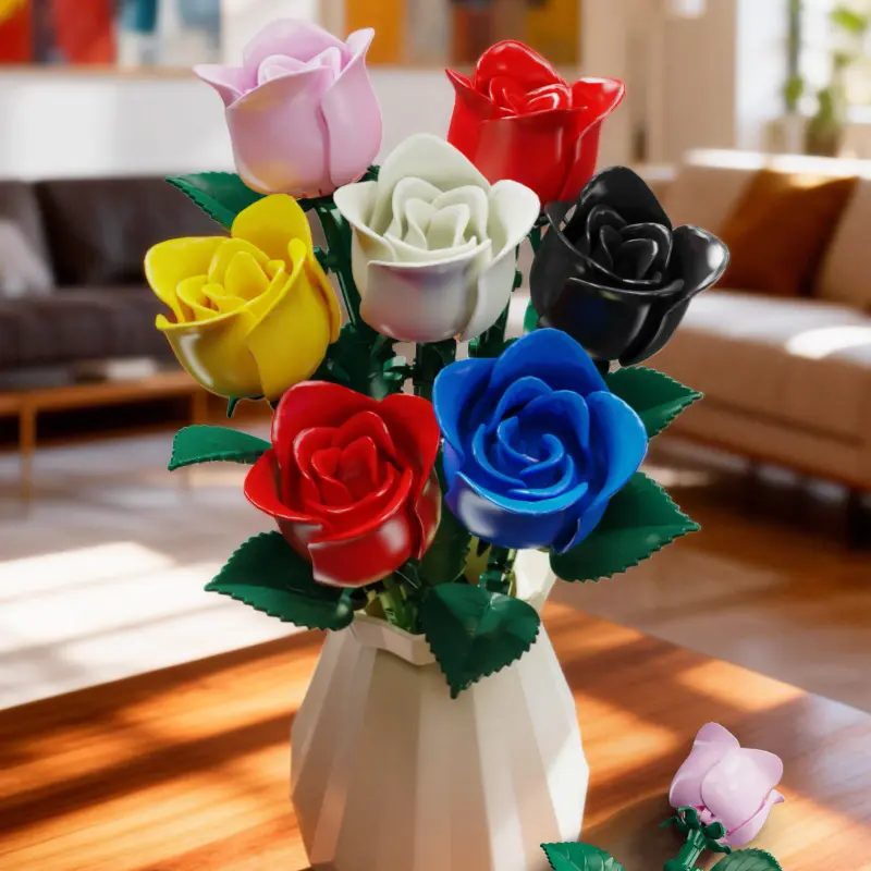 Artificial Flower Building Brick Red Rose Toy,Pink Yellow Blue Black White Romantic Rose Botanical,Bouquet Building block Set,Kit,DIY Forever blossom Mini birthday,love,Relief,Creative Christmas for Kid,Adult,Home Desk Decor,Valentine's Day,Memorial ... Artificial Flower Building Brick Red Rose Toy,Pink Yellow Blue Black White Romantic Rose Botanical,Bouquet Building block Set,Kit,DIY Forever blossom Mini birthday,love,Relief,Creative Christmas for Kid,Adult,Home Desk Decor,Valentine's Day,Memorial ...