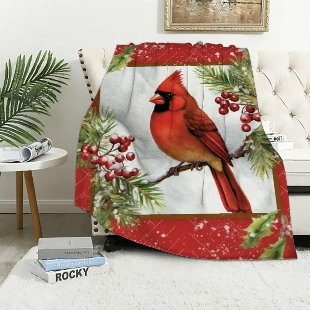 Northern Cardinal Christmas Blanket with You Red Throw Blanket for Couch Weighted Soft Blanket Christmas Decorations Family