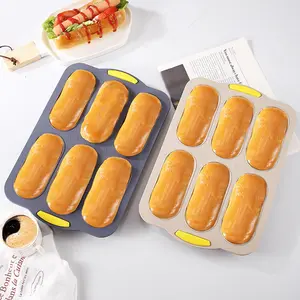 Silicone 6 Cavity Bread Pan, 1 Count Non-stick Heat Resistant Bread Pan, Homemade Bread Pan, Baking Mold for Hot Dog Bread, Bakeware