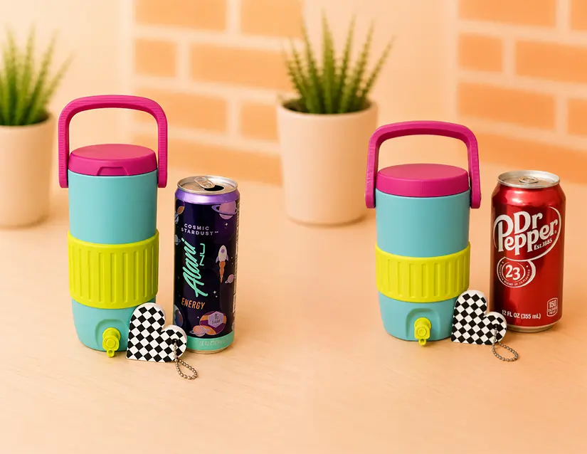Thick Sturdy Checkered Colorful Retro Can Cooler Set with Quick Can Open Can Opener, Nail Saver, Lightweight Carry - Kitchen Drinkware Accessories, Drink Holders, Easy Opening