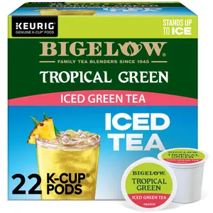 Bigelow Tropical Iced Green Tea - Keurig K-Cup Pods - Green Tea - Mango and Pineapple Flavors - Single Serve Tea Drinks