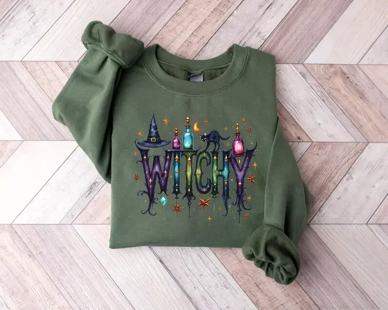 Halloween Witch Sweatshirt, Funny Witch Sweatshirt, Halloween Women Shirt, Witchy Vibes Sweatshirt, Witchy Things Shirt, Halloween Gift - Jeneisa Chicken
