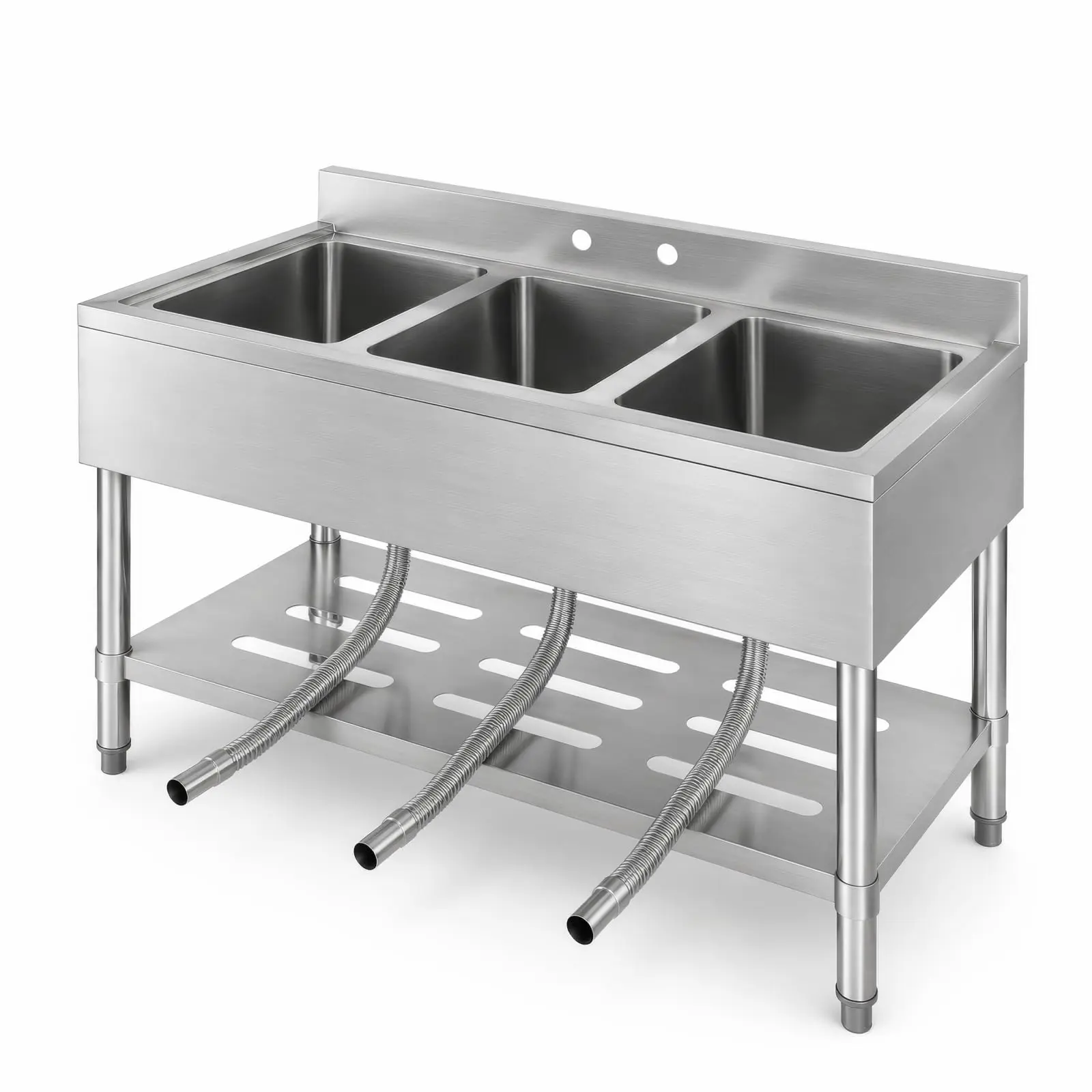 Commercial Stainless Steel Utility Basin – Freestanding Single Bowl – Durable Hot & Cold Water Faucet – Ideal for Restaurant, Kitchen, or Bathroom
