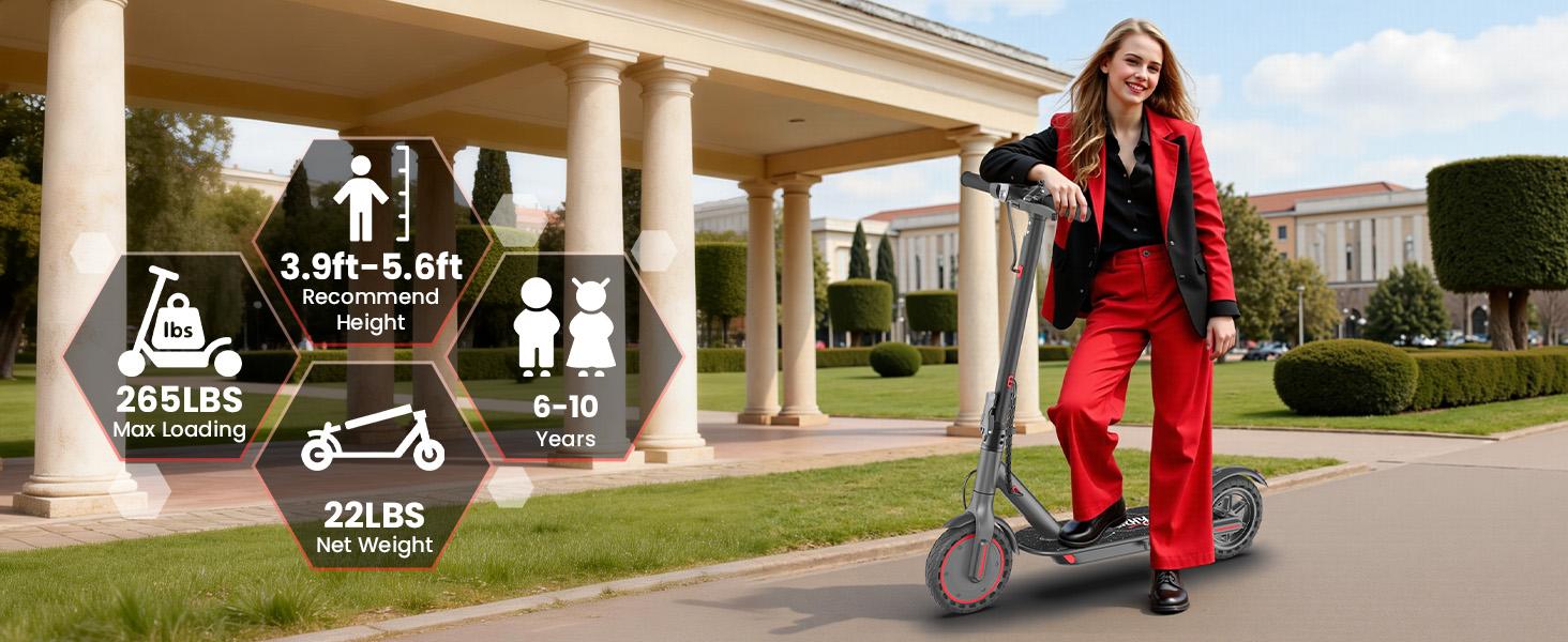 350W Kids E-Scooter with 19 MPH & 12-Mile Range – 4h Fast Charging, 265 lbs Max, EABS+Drum Brakes, 8.5" Solid Rubber, App, 1-Second Fold, 22 lbs – Perfect for Young Daily Riders