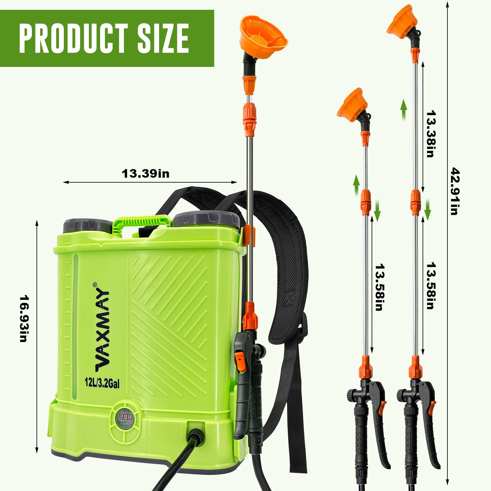 VAXMAY Battery Powered Backpack Sprayer 3.2 Gallon 80 PSI Electric Garden Sprayer Compatible with Makita 18V Battery 5 Nozzles 2.0 Ah Battery & Charger Included