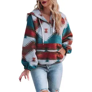 Women??s Oversized Hoodie Zip Up Long Sleeve Aztec Loose Fit Sweatshirts Pullover Tops