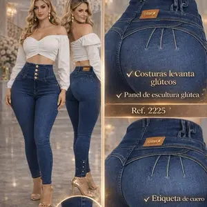 2225 azul. Sin bolsa de 4 botes   Borde en bota  Jean Womenswear Bottom