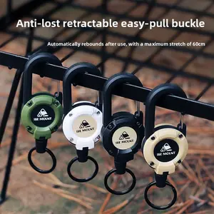 Outdoor tactical easy-to-pull buckle Telescopic buckle Wire rope Multifunctional keychain Camping High rebound Anti-lost rope Easy to pull