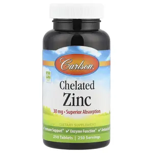 Carlson Chelated Zinc, 30 mg, 250 Tablets