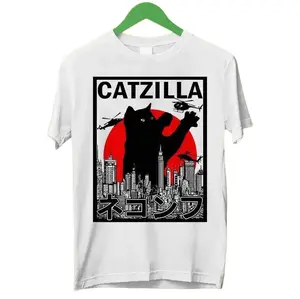 Catzilla King Of Pawster Paws Cat Kitten Pet Lover Meme Gift Funny Style Unisex Gamer Cult Movie Music Tee T Shirt P3522