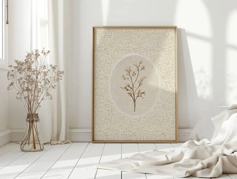 Vintage Floral Art Print Dried Flowers Printable Wall Art, Vintage Botanical Print, Antique Cottagecore Decor