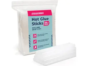 50pcs Full Size Hot Glue Sticks for Large Glue Gun, 0.43x6 inches Large Glue Sticks, Bulk-Pack for Arts Crafts DIY Fabric Gluing & More