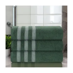 Superior 3pc Soft Zero Twist Cotton Ribbed Plush Bath Towels