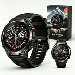 GPS Smartwatch，Unisex Adults' Wearable - 1.46-in Round HD Display, 100+ Sports Modes, Waterproof, LED Lights, Bluetooth Wireless Calling, Compass, Weather Updates, Alarm Clock, Pedometer, Multifunctional, Android/iOS Compatible, Camping & Hiking Gift