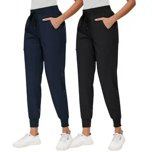 COZYFIT Women's 2 Pack Scrub Pants - Soft Stretch Yoga Style with 5 Pockets, Slim Fit Jogger Scrubs Pants for Women