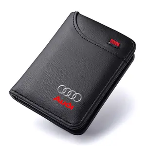 Hot PU Leather Car Emblems Wallet, Card & Document Storage Pocket, Compatible with Audi Rs Sline A4 B5 B6 B7 B8 B9 A3 8p 8v 8L A5 A6 C6 C5, Car Accessories