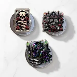 Dark Romance Skull Book MagSafe Phone Grip, Gothic Bookish Griptok, Magnetic Pop Socket Kickstand, Unique Gift for Hardcore Readers, Design Style