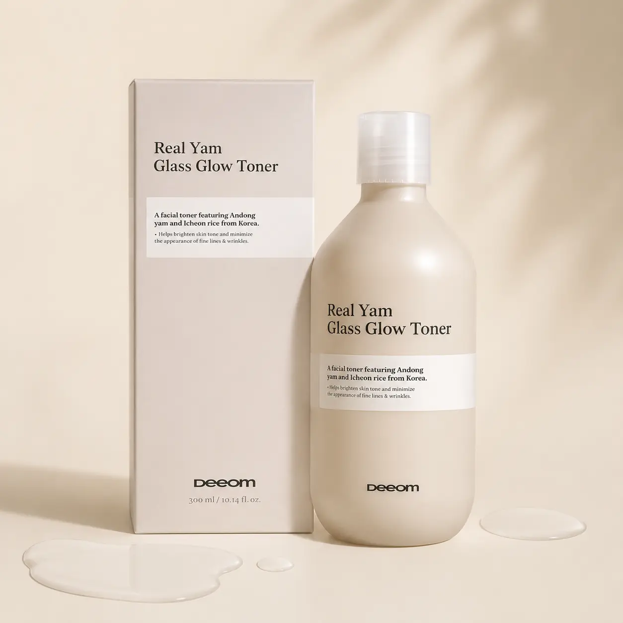 Deeom Korea Real Yam Glass Glow Toner, Milky K-Beauty, Icheon Rice Niacinamide Formula, Alcohol Free, Barrier Repair, Brightening, Fades Dark Spots, Quick Absorb, Non Sticky, Large 300ml, For Dry Sensitive Skin, Daily Hydrating Care