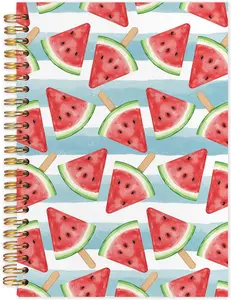 Watermelon Spiral Journal Notebook 5.5x8.3in, Preppy Blue Striped Fruit Journal, Watermelon Gifts Notebooks for Note Taking, Aesthetic Office Supplies, Hardcover Notebook